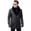 Men Straight Lapel Fur Collar Plus Velvet Coat