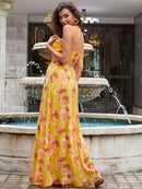 Floral Side Split Spaghetti Strap Maxi Dress