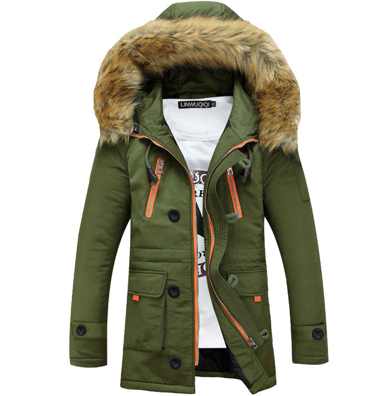 Men's Cotton-padded Jacket With Fur Collar