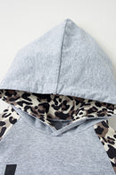 Girls Cheetah Leopard Pattern Contrast Hooded Jumpsuit
