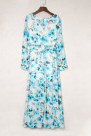 Floral Surplice Split Tie Waist Maxi Dress