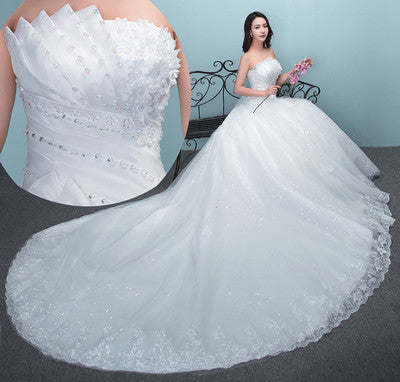 Aliexpress wedding bride wedding dress 2021 new large tail size wedding dress factory wholesale TH52