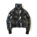 Large shiny leather parka men
