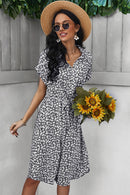 Ditsy Floral Tie-Waist Half Button Dress