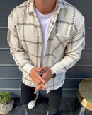 Men's Fashion Plaid Lapel Long Sleeve Shirt