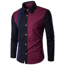 Men's pointed collar long sleeve spliced shirt
