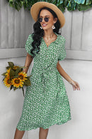 Ditsy Floral Tie-Waist Half Button Dress
