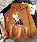 Plus Velvet Women's Print Sweater With Hooded