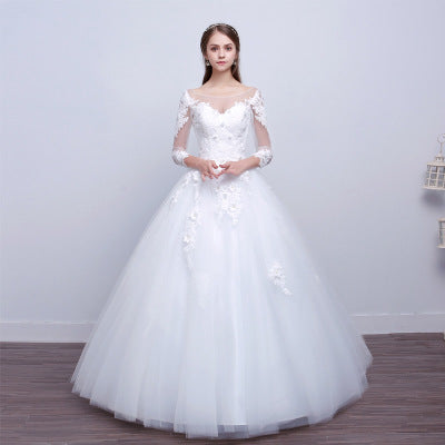2021 new shoulders Slim Qi wedding bride married slim wedding dress