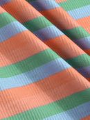 Girls Striped T-Shirt and Button Fly Denim Shorts