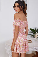 Ditsy Floral Smocked Off-Shoulder Dress