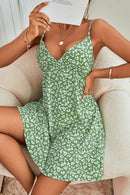 Ditsy Floral Spaghetti Strap Backless Dress