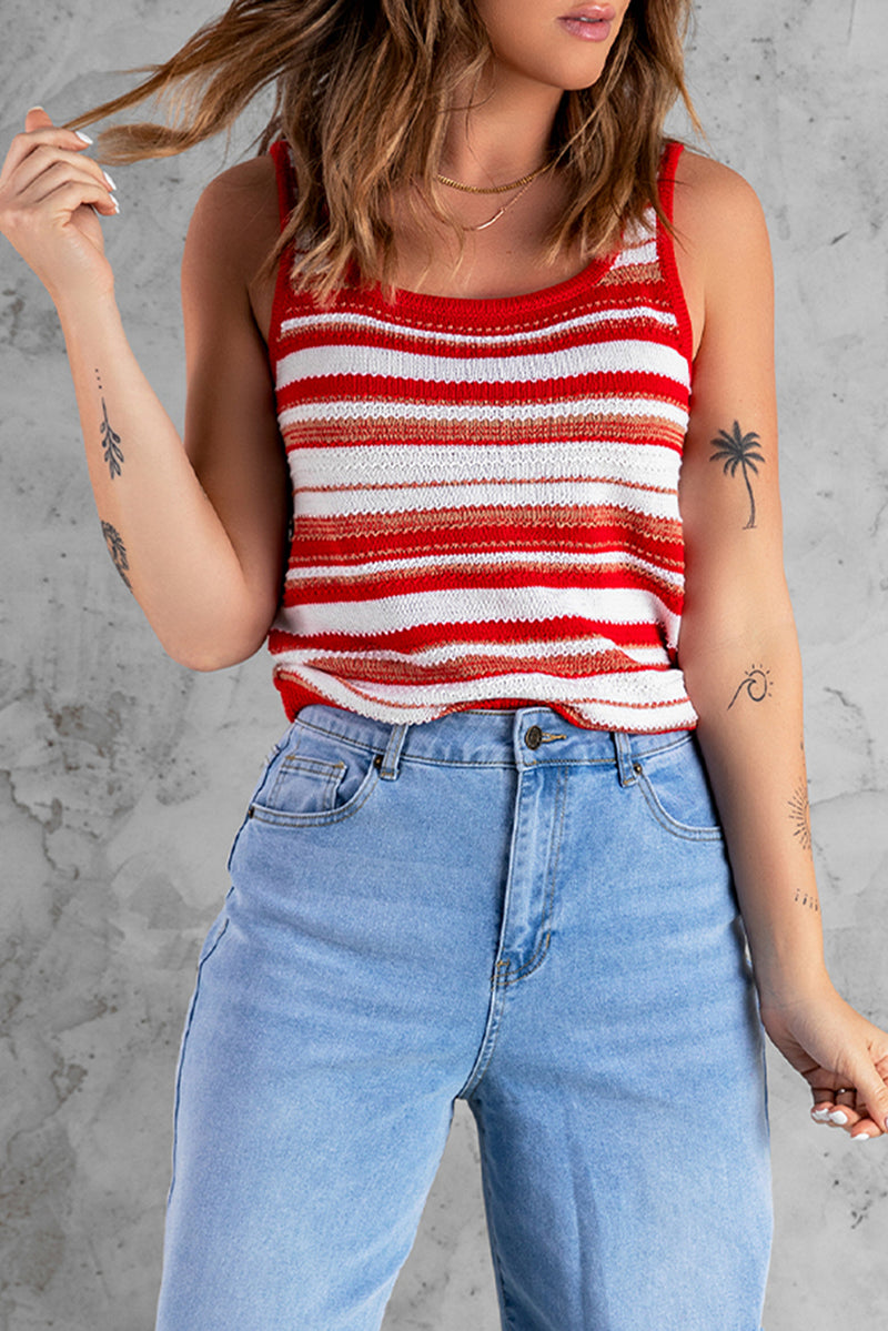 Striped Scoop Neck Knit Tank