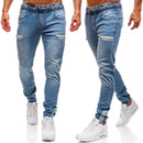 European And American Men's Denim Fabric Casual Frosted Zipper Design Sports Jeans Men