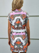 Short Dolman Sleeve Belted Shirt Dress