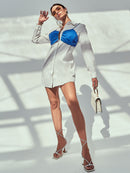 Two-Tone Button Down Mini Shirt Dress
