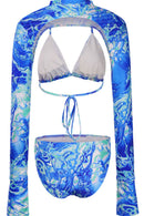 Printed Three-Piece Swimsuit with Bolero