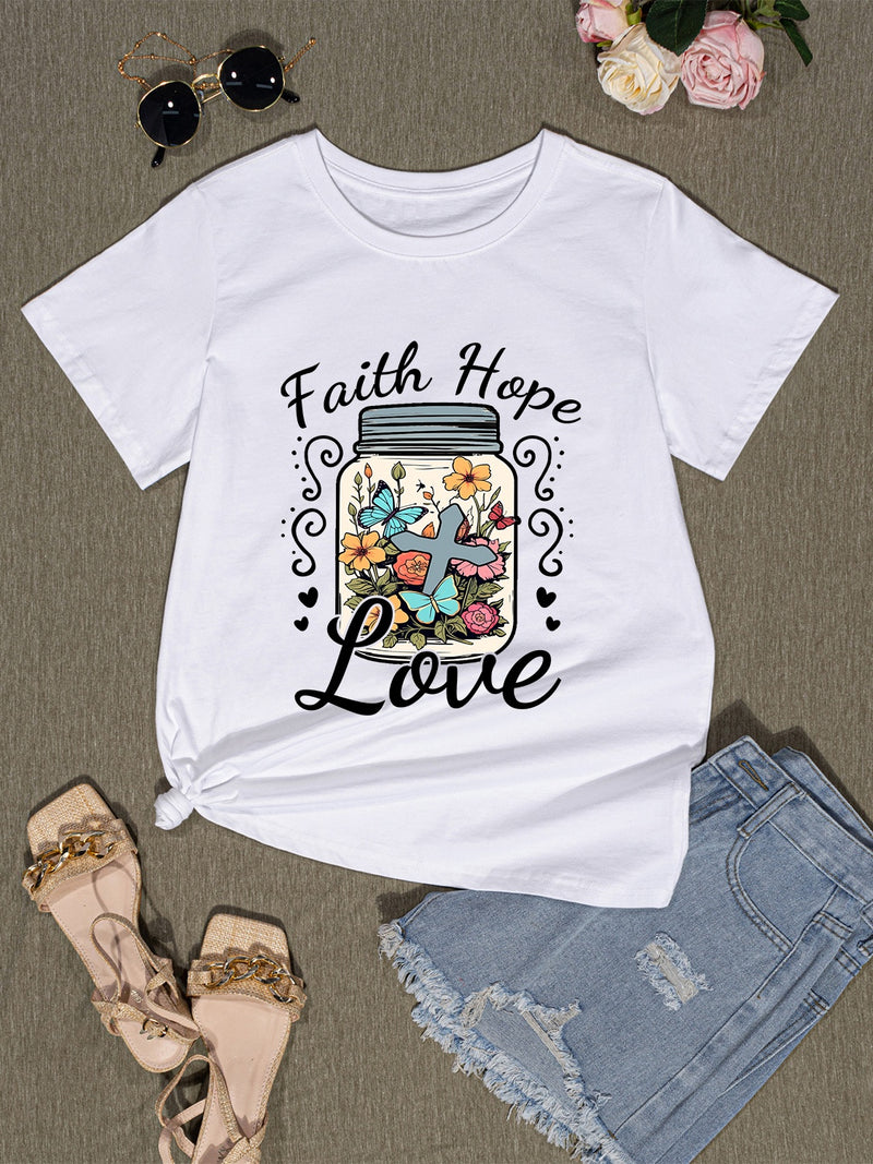 FAITH HOPE LOVE Round Neck T-Shirt