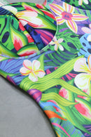 Botanical Print Sweetheart Neck Sleeveless Mini Dress