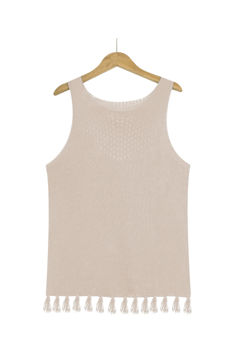 Tassel Hem Sleeveless Knit Tank