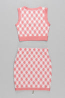 Gingham Zip Front Crop Top and Skirt Set