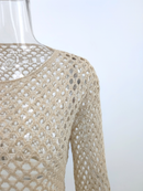 Round Neck Crochet Bell-Sleeved Cropped Beach Cover-ups