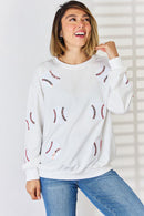 Sequin Ball Round Neck Dropped Shoulder Sweatshirt