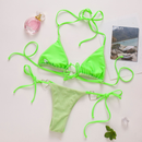 Women's Solid Color Heart Buckle Lace-up Bikini Set