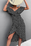 Ditsy Floral Cold Shoulder Tulip Hem Dress