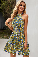 Floral Belted Frill Trim Mini Dress