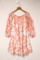 Floral Off-Shoulder Tie Waist Ruffle Hem Dress