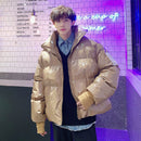 Large shiny leather parka men