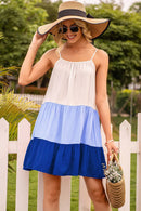 Color Block Ruffle Hem Tiered Dress