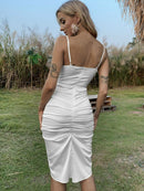 Ruched Tulip Hem Spaghetti Strap Dress