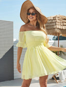 Smocked Ruffle Off-Shoulder Dress