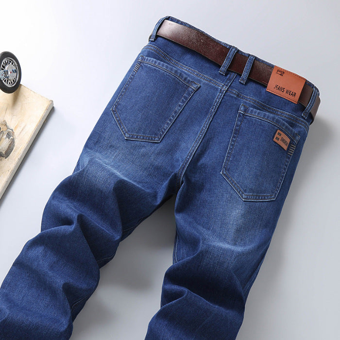 Men's plus size stretch loose straight-leg jeans