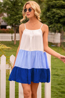 Color Block Ruffle Hem Tiered Dress