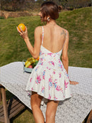 Floral Spaghetti Strap Ruffle Hem Mini Dress