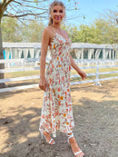 Floral Twist Front Tie Waist Dress