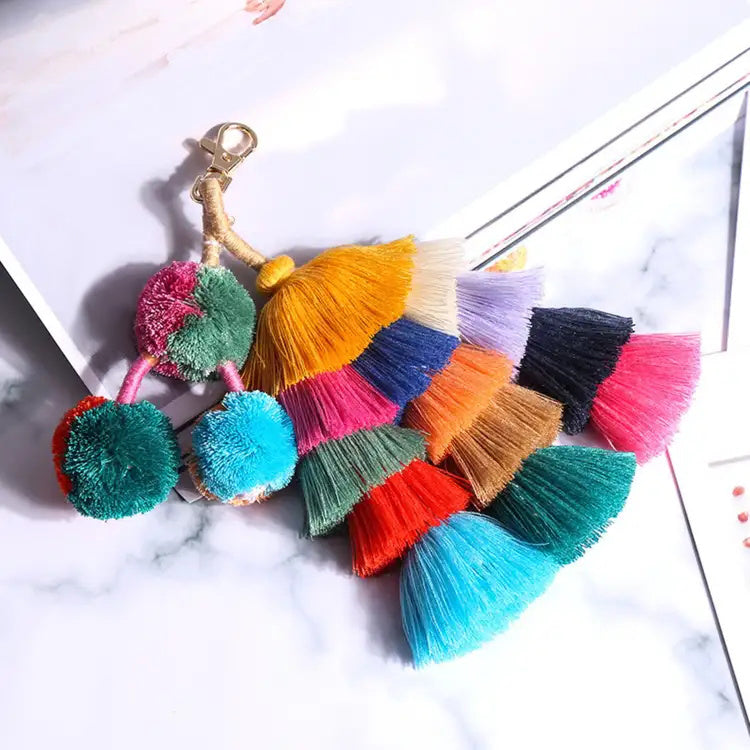 Tassel Cotton Cord Alloy Key Chain