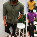 Men's hooded sports solid color half sleeve t-shirt