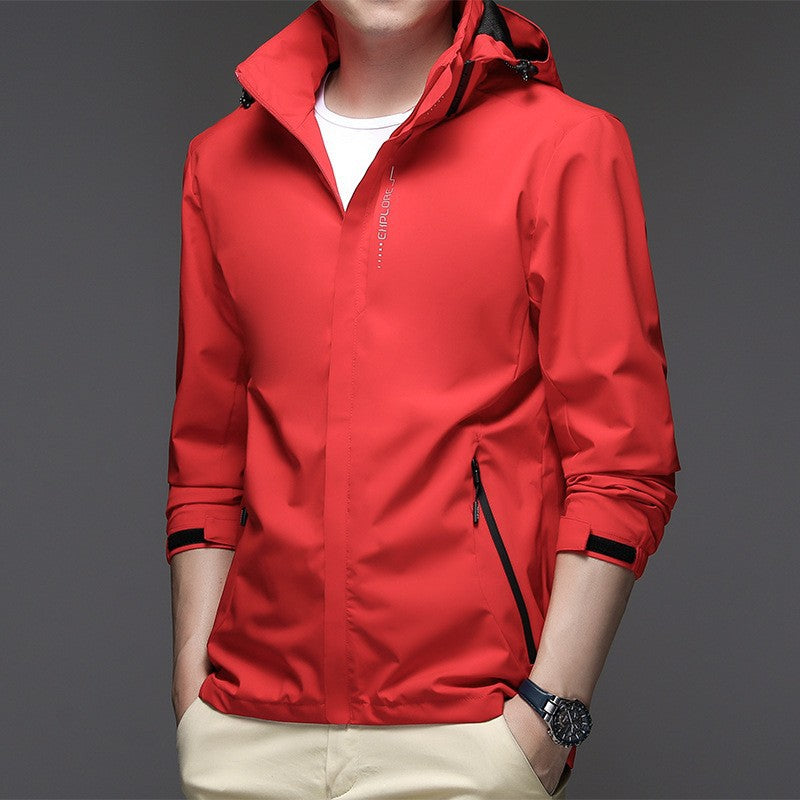 Solid Color Men's Casual Jacket With Business Hat