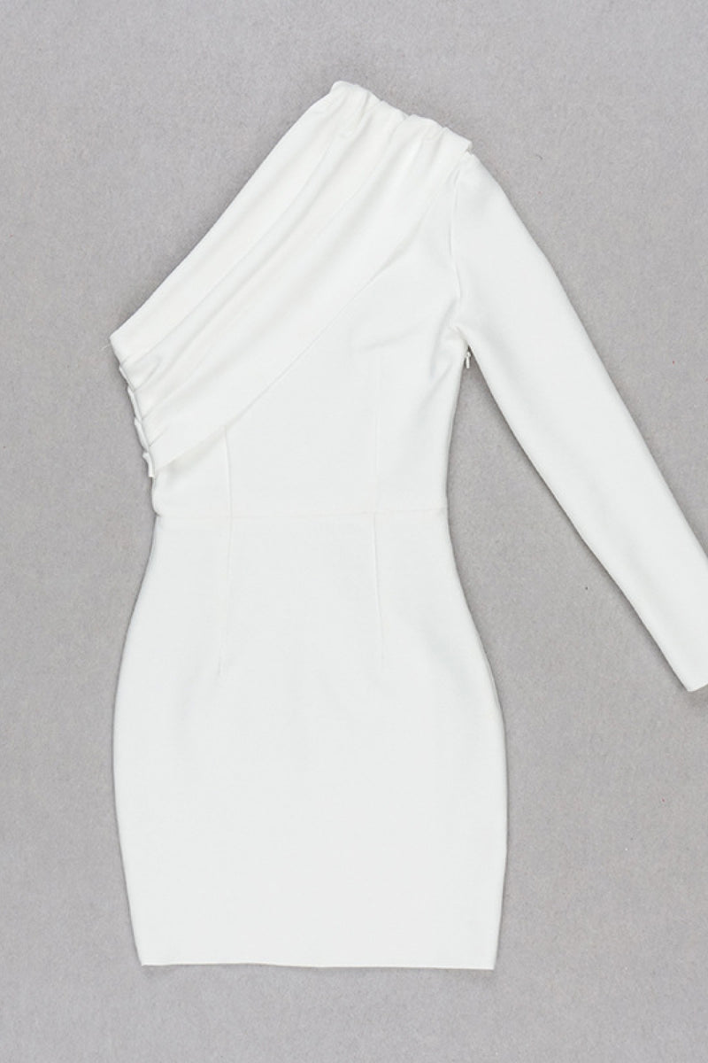 Asymmetrical Neck One-Shoulder Bodycon Dress Asymmetrical Neck One-Shoulder Bodycon Dress