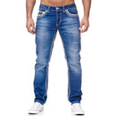 Men's White Distressed Mid-rise Loose Straight-leg Jeans