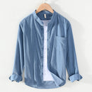 Mens Corduroy Long Sleeve Stand Collar Shirt