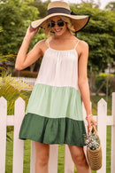 Color Block Ruffle Hem Tiered Dress