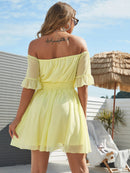 Smocked Ruffle Off-Shoulder Dress