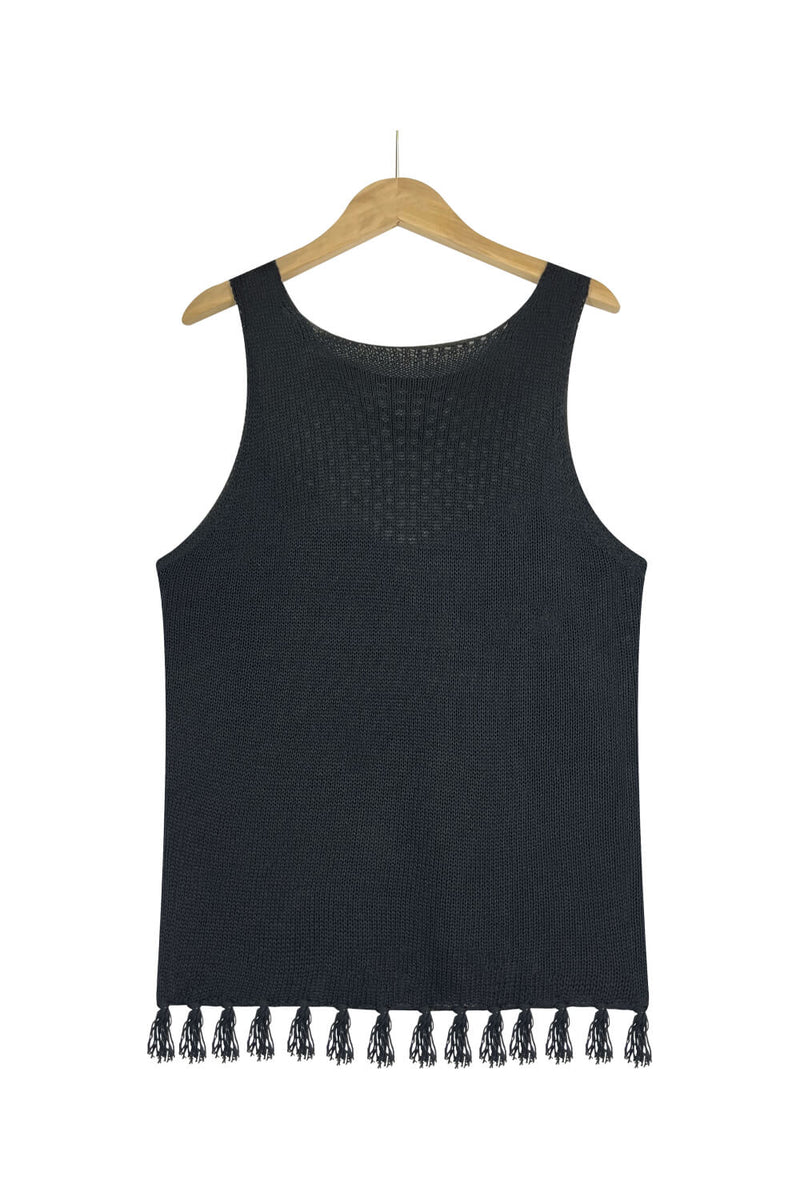 Tassel Hem Sleeveless Knit Tank