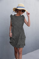 Printed Ruffle Shoulder Mini Dress