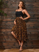 Crisscross Leopard Spaghetti Strap Dress